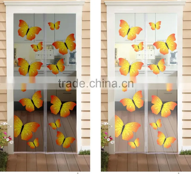 Printed Magnetic Mosquito Door Mesh for Hot Summer, Butterfly