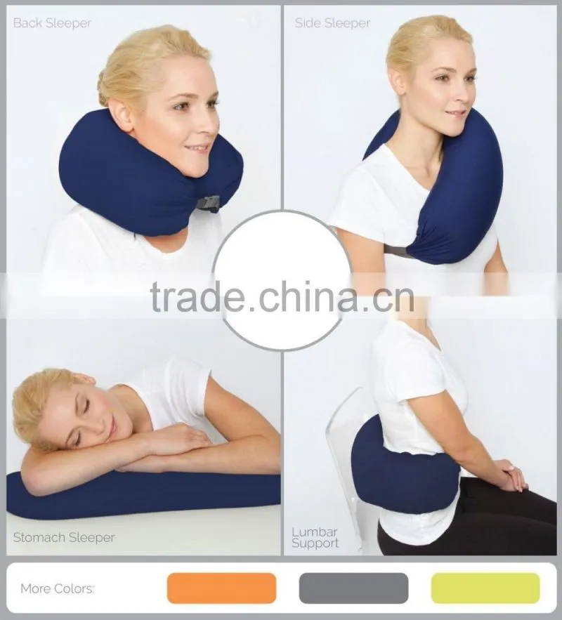4-in-1 Convertible Travel Pillow for Side, Stomach and Back Sleepers. Lumbar Support