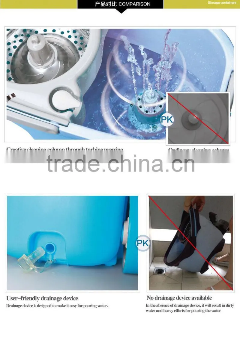 2015 new hot selling 360 easy life plastic magic double spin magic mop