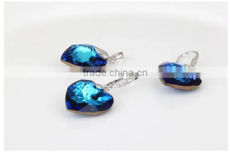 Ocean Of Heart 925 Silver Austria Crystal Jewelry Set