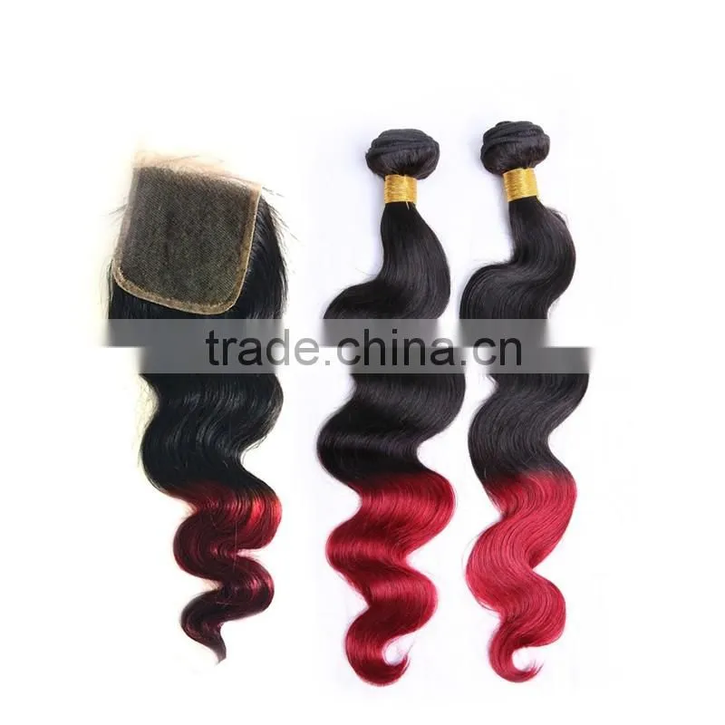 Hair Supplier Ombre hair extension lace closure Brazilian hair body wave