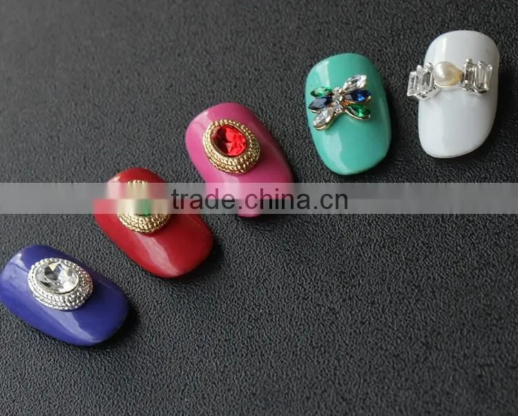 no fading color high opal rhinestone crown pearl setted crown oval pending metal charm for nail art