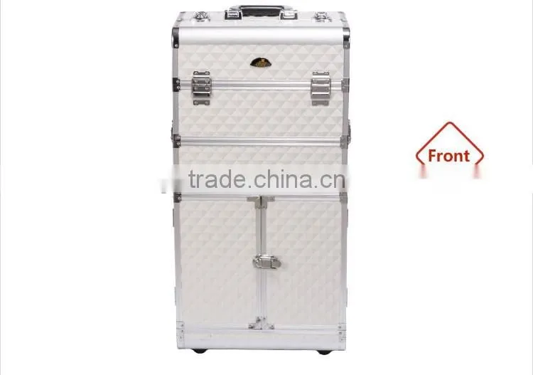 2016 Stylish trolley makeup case with light mirror