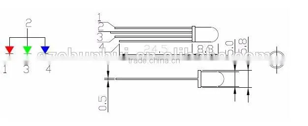 Super Bright Led Diode 5mm Led Light Emitting Diode,4-Pin Rgb Led Diode