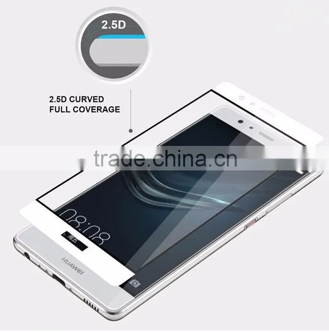 Anti-fingerprint colored clear tempered glass screen protector for Huawei P9