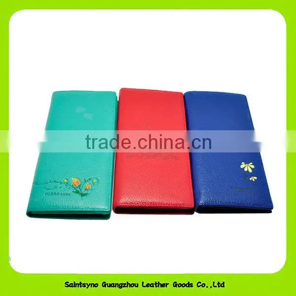 14332 Low price fashion lady silk flowers beauty girls leahter wallet