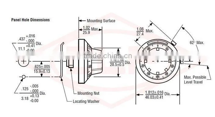 46mm B2 High precision dial knob for 3590S wirewound potentiometer