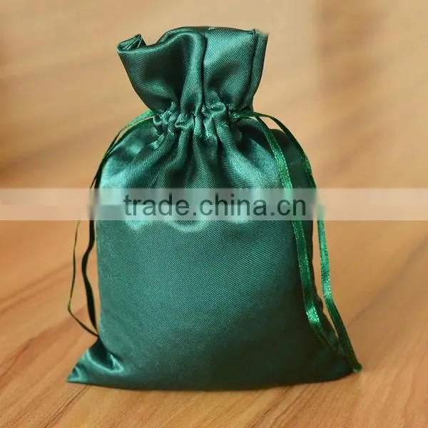 customize size drawstring satin silk virgin hair packaging bag
