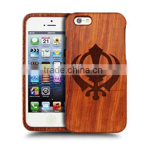 Good hand feeling Universal HOLY Engraving real rose wood two parts mobile cover for Iphone 6