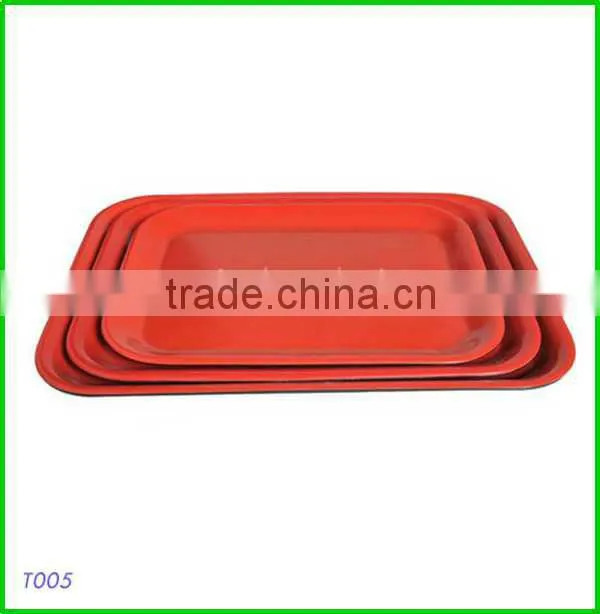 red melamine serving tray set