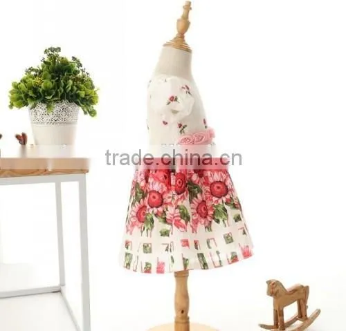 2016 wholesale Princess baby kids girls dresses flower printed summer hot sale kids party wear dresses