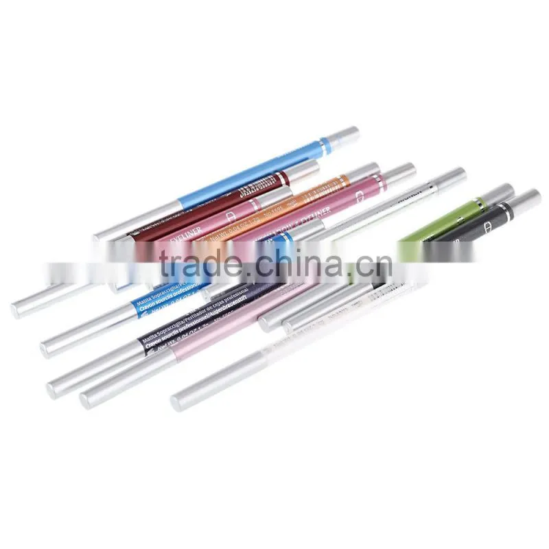 12Pcs/set Fashion Vivid Color Glitter Liner Eye Shadow Eyeliner Pencil Pen 2 in 1 Cosmetic Makeup Tool