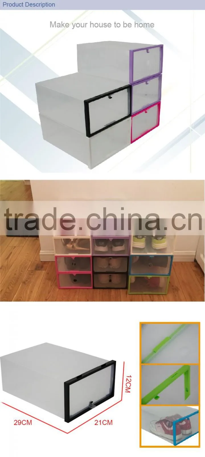 Most Popular Household Storage Plastic Fold up Boxes with Handle