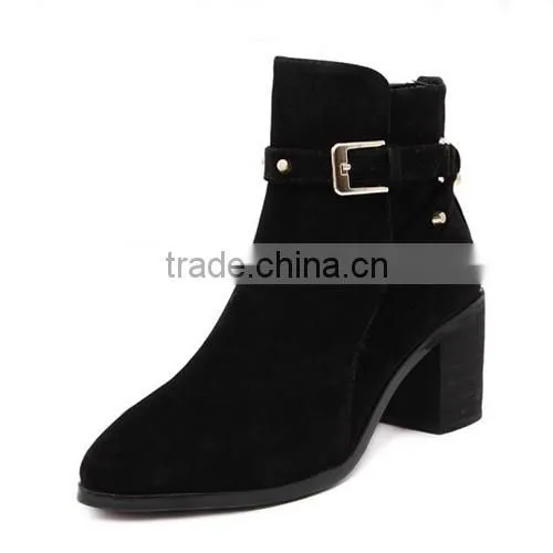 2016 new design women thick heel ankle boots suede women boots PC4405