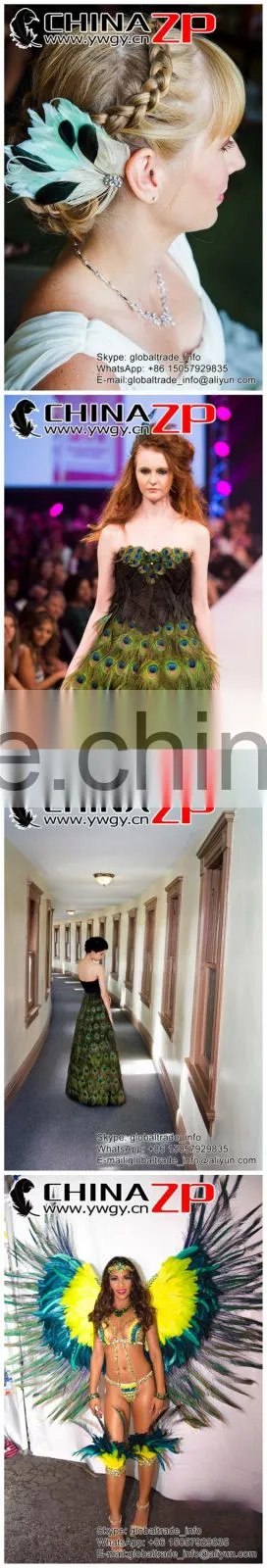 CHINAZP Leading Supplier Wholesale Cheap Full Eye Dyed Turquoise Blue Peacock Tail Feathers for Sale