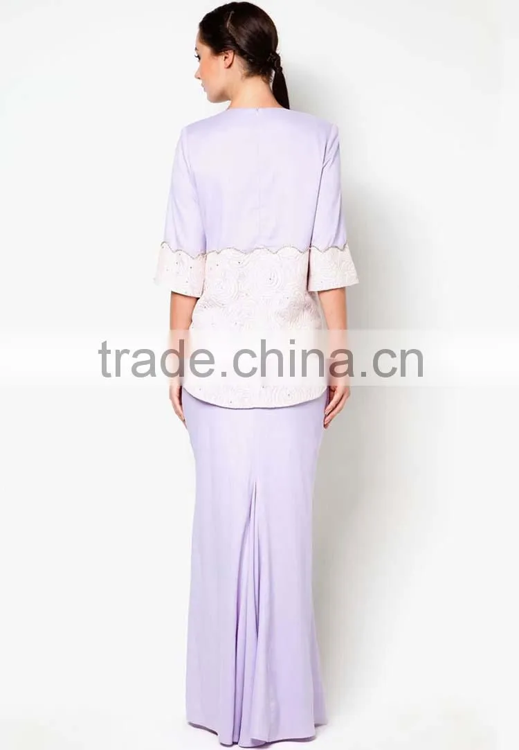 High quality appliqued beaded hot girls summer muslim dress