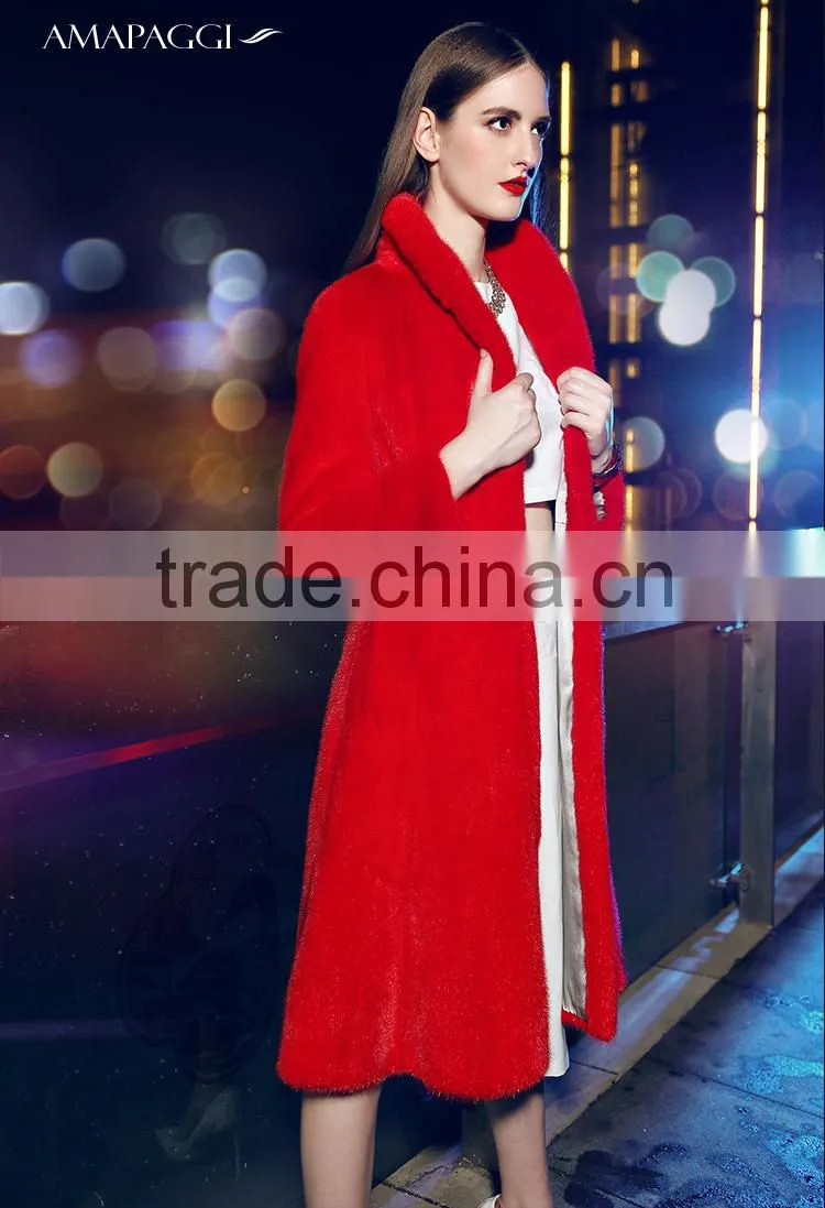Red mink fur parka coat wholesale