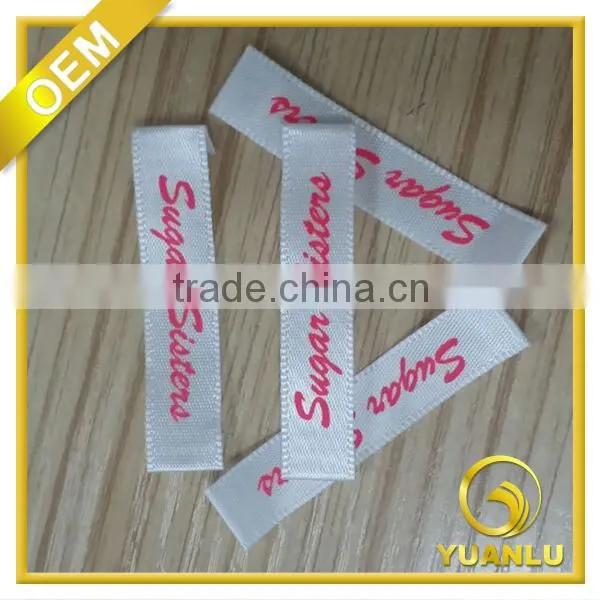 Custom information print satin printed labels for clothing