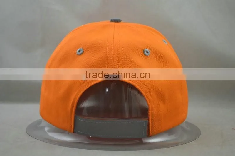 3M light-reflecting neon orange cap 8 panels cap 58cm for adult with velcro adjust back.