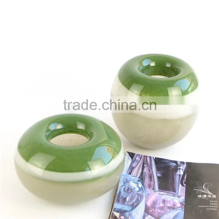 Wholesale imitation natural jade mouth blown art egg shaped glass vase