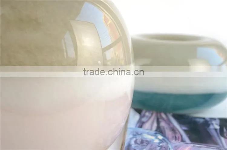Wholesale imitation natural jade mouth blown art egg shaped glass vase
