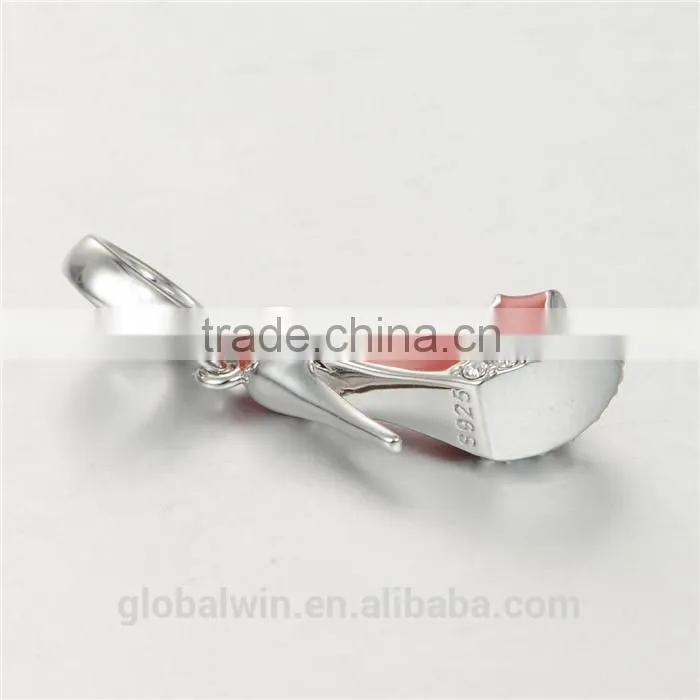 High-Heeled Shoes Metal Charms European Charm Bracelet Necklace 100% Real 925 Sterling Silver S190 Aaa Cubic Zirconia