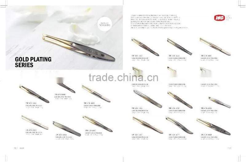 Gold and Nickel Plating Eyebrow Tweezer/Stainless Steel Tweezers