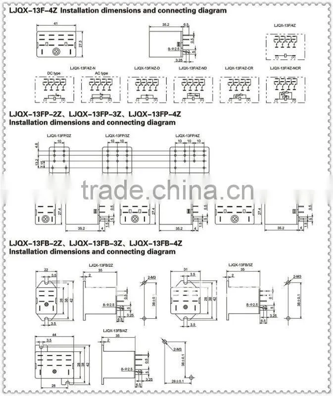 11pins 10A general purpose dc12v/dc24v/ac220v electrical relay LJQX-13F-3Z/HH63P/LY3 with LED