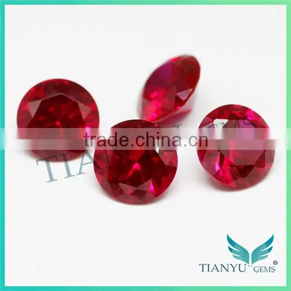 Best price 12mm round brilliant cut 5# synthetic corundum dove blood lab created ruby diamond