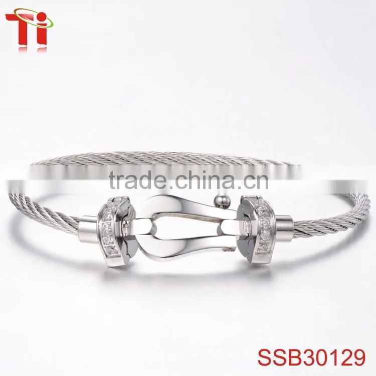 bracelets men 2016 trending products natural color 316l stainless steel jewelry AAA zircon inlay wholesale fashion bangle