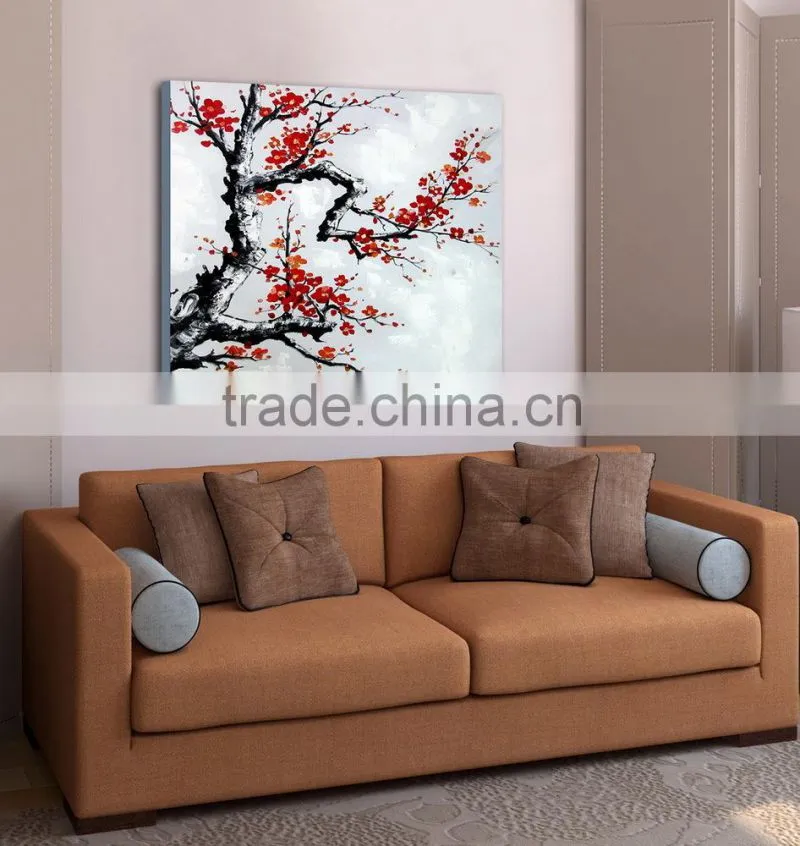 Modern Canvas Flower White Black Red Painting