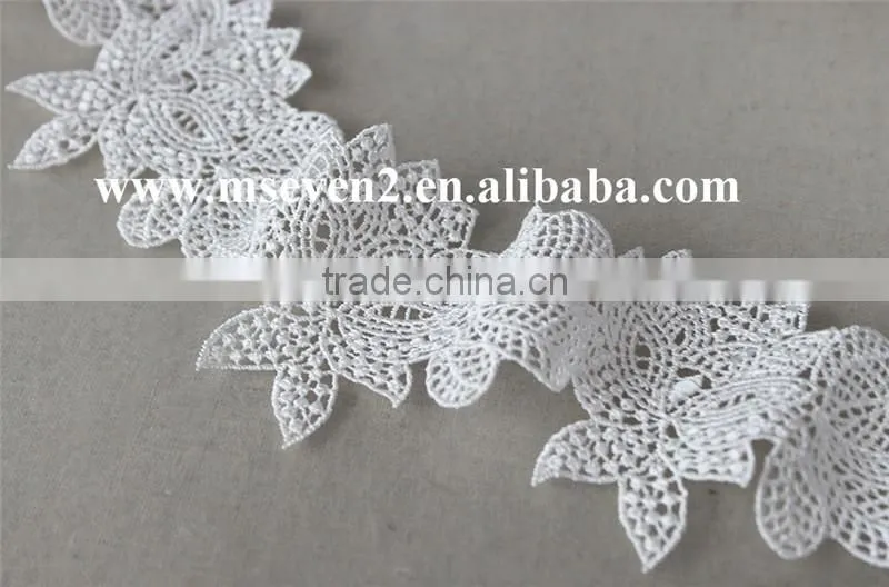 reasonable price polyester net lace trim ,rhinestone lace trim in white non- elastic lace trim for clothing making