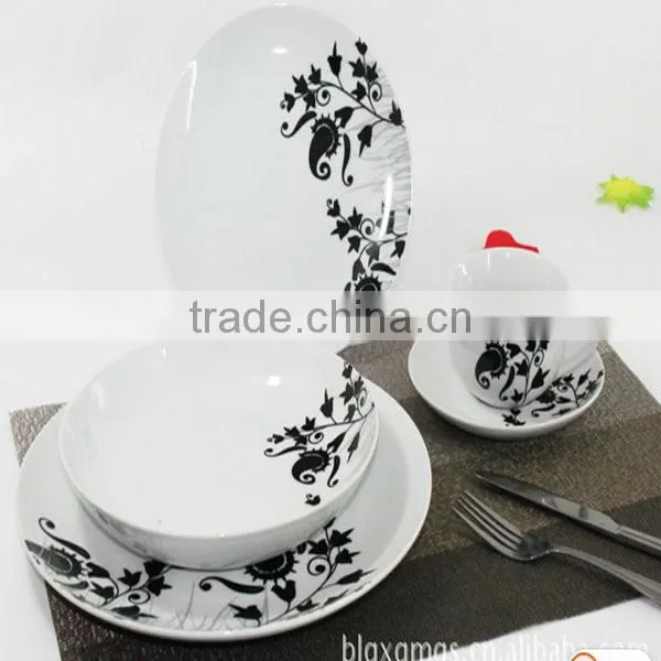 white ceramic wave plate, ceramic cut edge plate with customzied decal, Wholesale Tableware Ceramic Plate