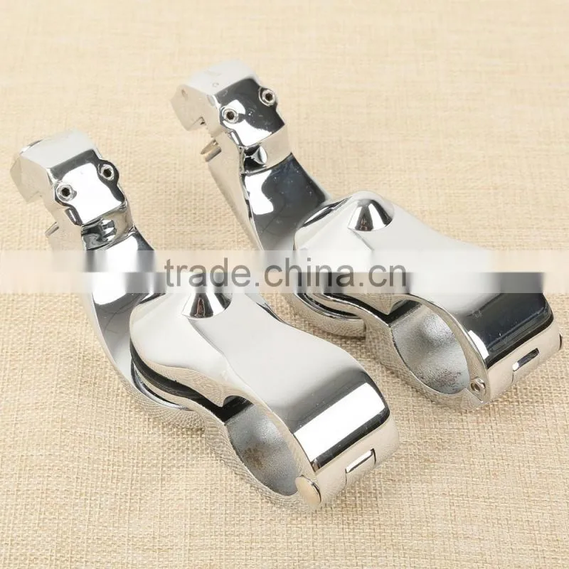 Universal 32mm 1.25" Chrome Short Angled Adjustable Highway Peg Mount Kit