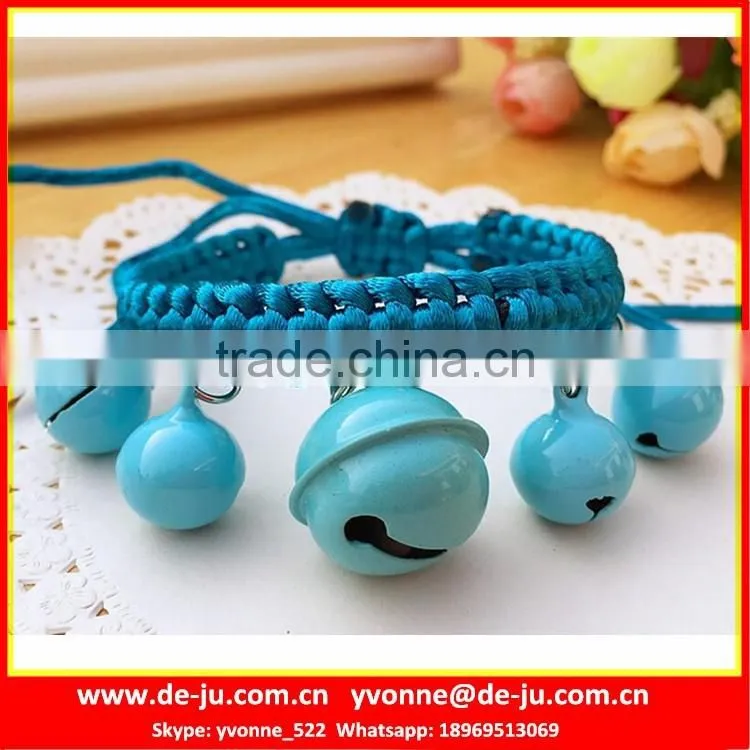 Blue String Cute Weave Dog Collar With Bell