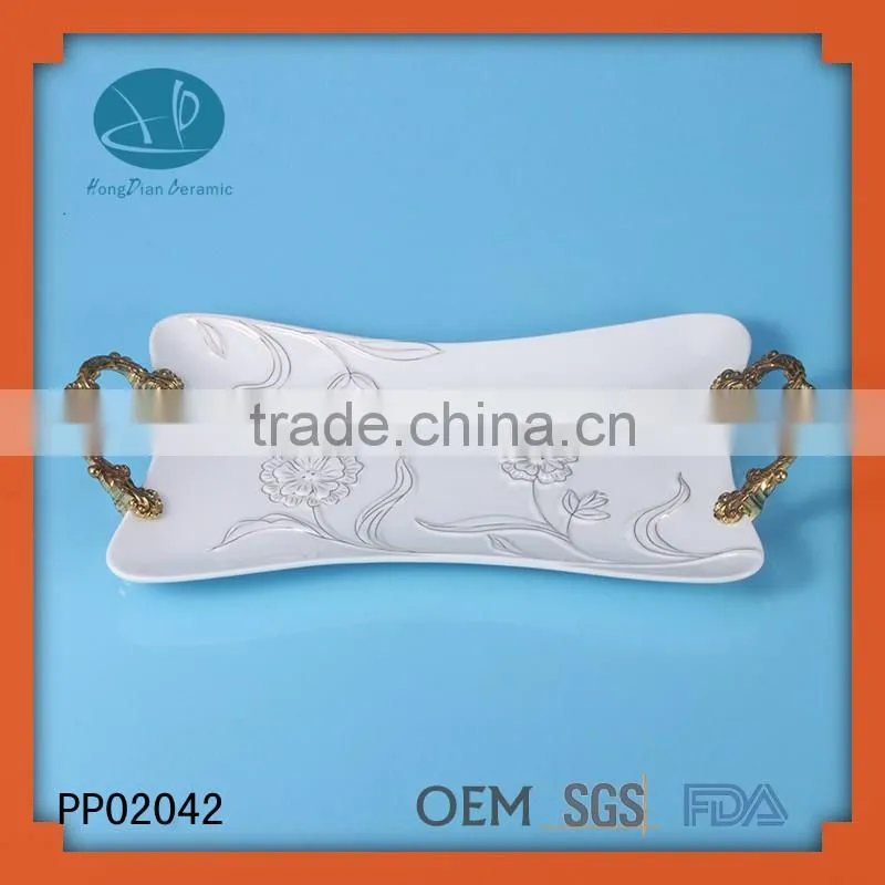 hot sale ceramic dinner plates with handle