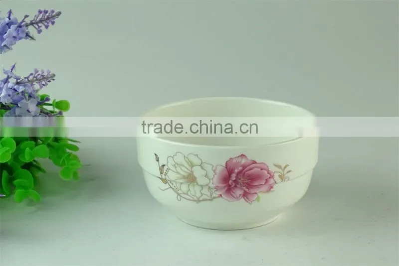 Chaozhou Supplier stocked White porcelain rice bowls with gold line decal household bowls