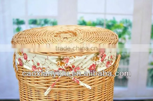 Household Furniture Zakka Storge Basket Wicker Waste Bin Country Style