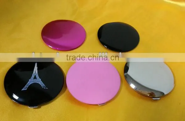 Metal round double sides compact mirror folding custom logo make up mirror