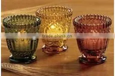 carving glass canle holder / colored candle holder