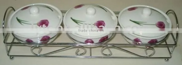 ceramic salt jar with stainless steel stand