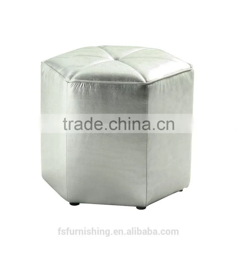 JR-03 Modern contemporary white color genuine leather crystal tufted leisure neoclassic stools ottoman chair