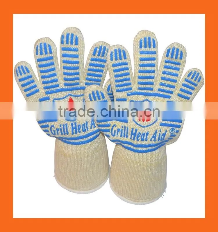Silicone Grip Ove Glove Heavy Duty Oven Glove with Fingers/ Heat Proof Glove