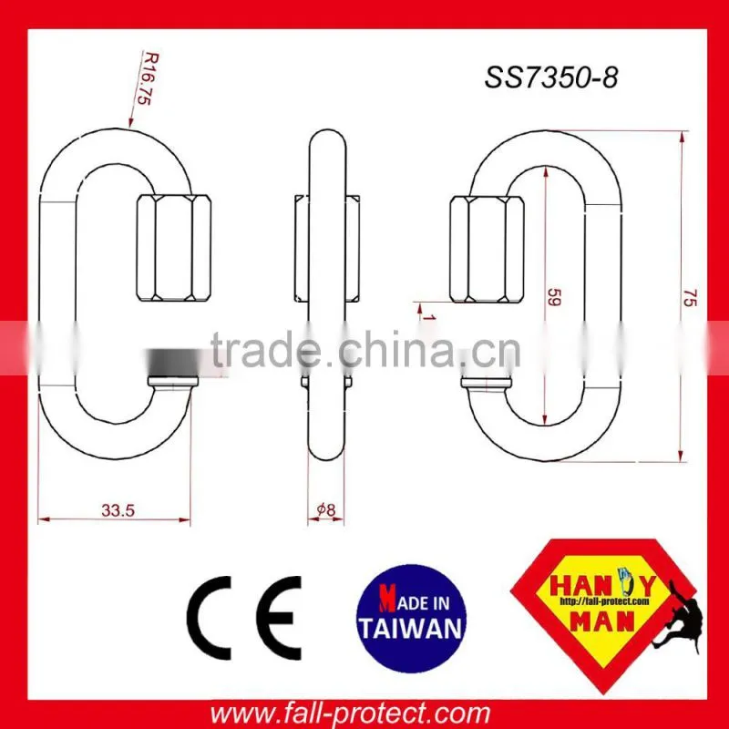 CE EN354 Load 25kN Stainless Steel Quick Link