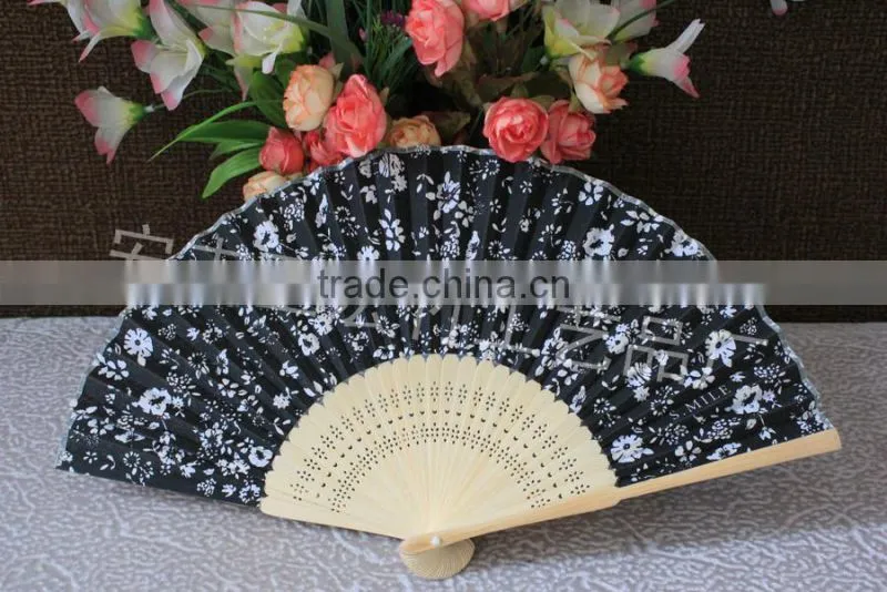 Beautiful fabric bamboo fan for ladies