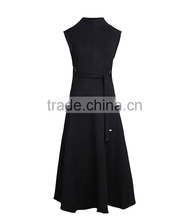 guangzhou wholesale good design best sale latest fashion black sleeveless elegant women smart casual dress 2017