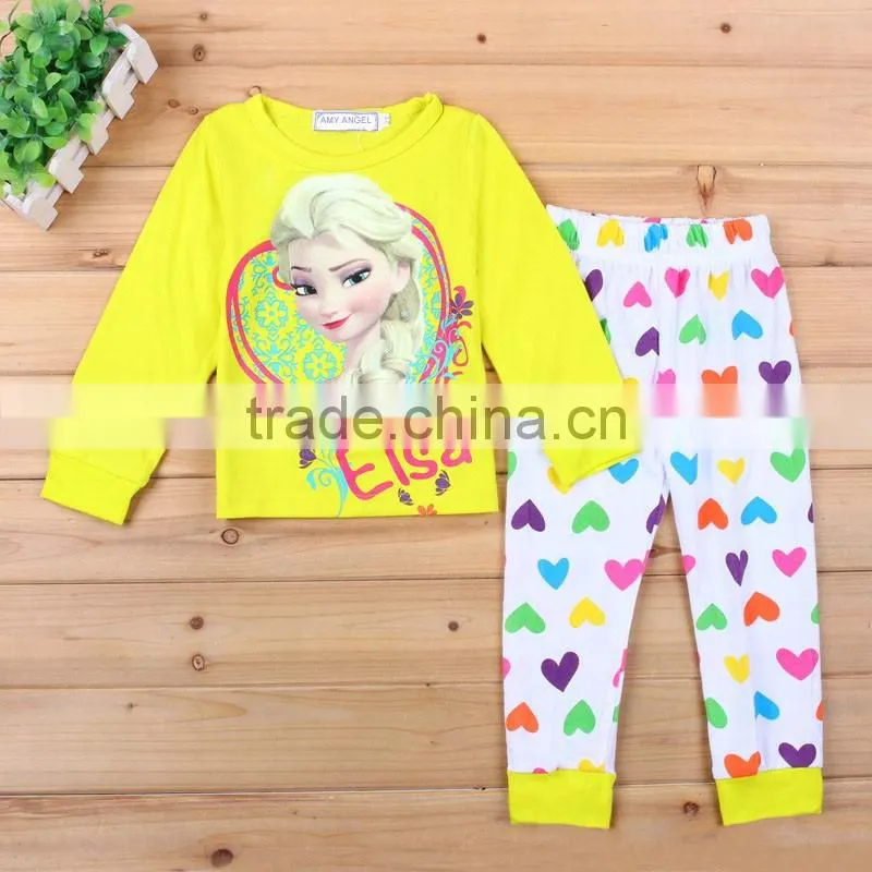 High quality New Fashion baby clothes wholesale cotton pajamas printing for girls custom kids sleepwear