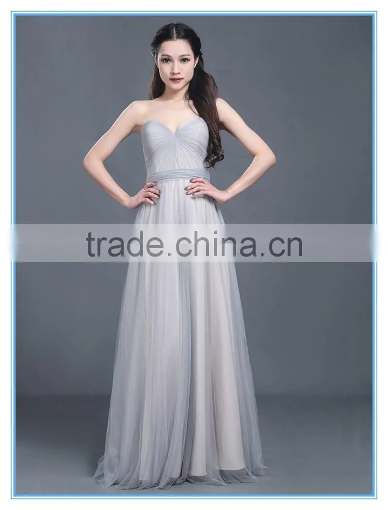Latest Design Grace Woman Pleats Tulle Evening Dresses for Bridesmaids Dresses