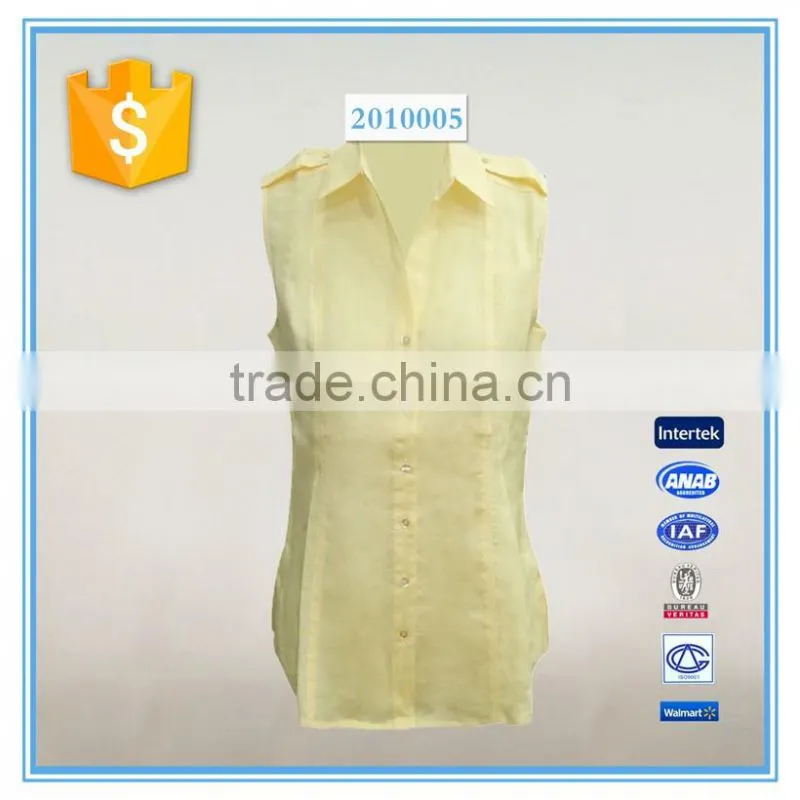 Summer Yellow Fashion Blouse Latest Fashion Sleeveless Blouse Design