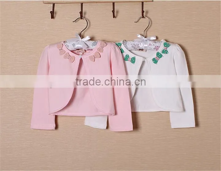 neck with green bow tie spring / summer children girls coat fashion 100% cotton newest kids coats girls coats